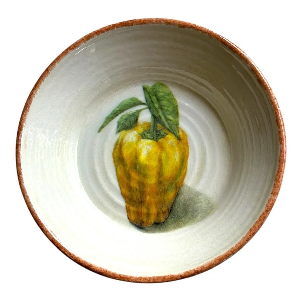 Williams Sonoma Jardin Potager individual Pasta Bowl yellow pepper made in Italy